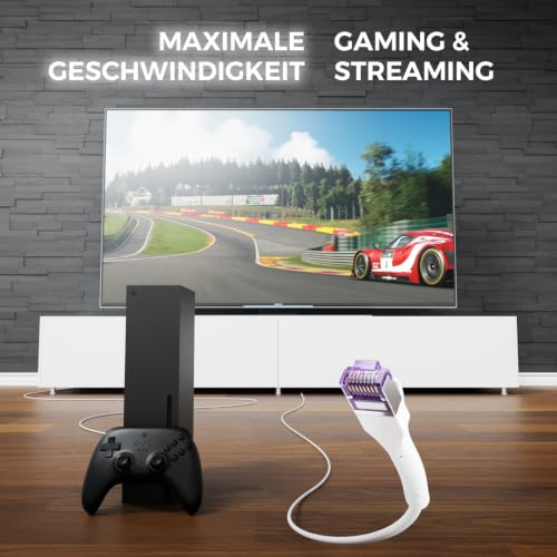 deleyCON 2m CAT7 Patchkabel SLIM - 10 Gbit/s Netzwerkkabel - Weiß