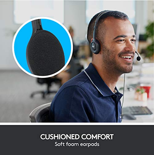 Logitech H111 Kopfhörer mit Mikrofon, Stereo-Headset, Verstellbares Mikrofon mit Rauschunterdrückung, Verstellbarer Kopfbügel, Audio/Mikrofon Dualanschluss mit zwei 3,5mm Klinken - Schwarz