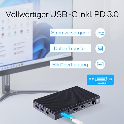 Orbsmart AW-15L Mini-PC Win11 Pro Desktop-PC | Computer | Micro-PC | lüfterlos | stromsparend (Intel N100 CPU, 8GB RAM, 256GB eMMC, USB-C, WiFi 6)