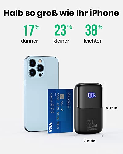 INIU 10000mAh Power Bank, Mini 22.5W Fast Charging USB-C Externe Handyakkus | Kompaktes Ladegerät, Flugtauglich & Reise-Essential, Leichte & Klein Powerbank für iPhone 17 16 Pro, Samsung S25, Xiaomi iPad