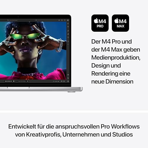 Apple 2024 MacBook Pro Laptop mit M4 Pro Chip mit 12-Core CPU und 16-Core GPU: 14,2" Liquid Retina XDR Display, 24 GB gemeinsamer Arbeitsspeicher, 512 GB SSD Speicher; Silber