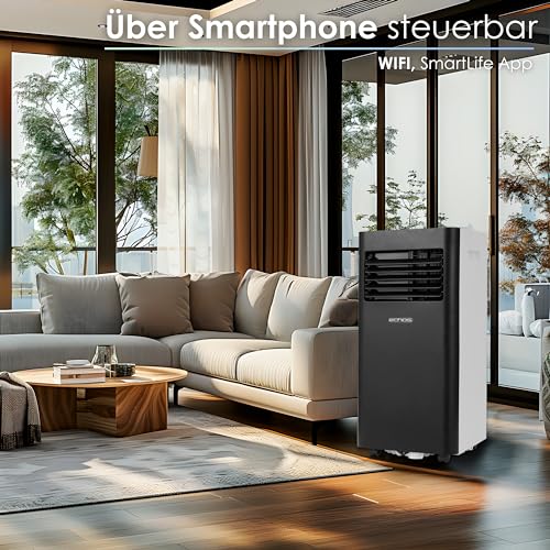 Echos Klimaanlage 3in1 WIFI mobil Fensterabdichtung mit Abluftschlauch 24h Timer Fernbedienung 9000 BTU 3 Modi Aircooler Klimagerät mobile Klimaanlage Air Cooler Klima Anlage Air Conditioner