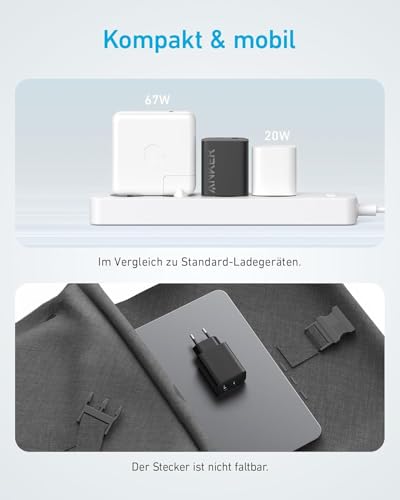 Anker 20W USB C Ladegerät, Netzteil USB C, PD Schnellladegerät Doppelpack | 2-Port Schnellladen für iPhone 17/16/15 Serie, Galaxy, iPad und mehr, inkl. 150cm USB-C Kabel