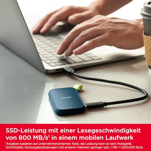 SanDisk Portable SSD 1 TB - bis zu 800 MB/s Lesen - Monterey | Externe SSD, kompatibel mit PC & Mac, automatische Backups, USB 3.2 Gen 2