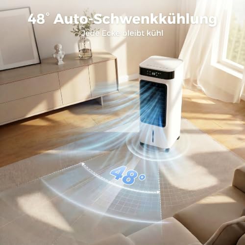 HOMCOM Mobiler Luftkühler 3-in-1 Verdunstungskühler 7L Wassertank Weiß