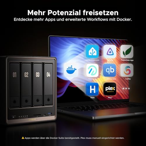 UGREEN NASync DXP4800 GT 4 Bay NAS für Creator und Büroteams (ohne HDD) | AMD Ryzen R2514, Dual 10GbE, 8GB DDR4 bis 64GB, 4K HDMI, 2 × M.2 NVMe-Steckplätze, ECC-Support, U.2 & M.2 Slots