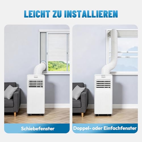 ROVSUN 3 in 1 Klimaanlage Mobil 9000 BTU mit Abluftschlauch, Moiles Klimagerät Mini Klimaanlage mit LED-Display & Fernbedienung & APP, 24H-Timer (9000, BTU)