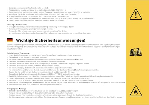 AirExchange - Wand-Monoblock-Klimaanlage-Wärmepumpe-INVERTER, 4-in-1 Klimaanlage ohne Außengerät, Heizen, Kühlen, Entfeuchten, Reinigen, 12.000 BTU, bis 80 m², R290, WEIß