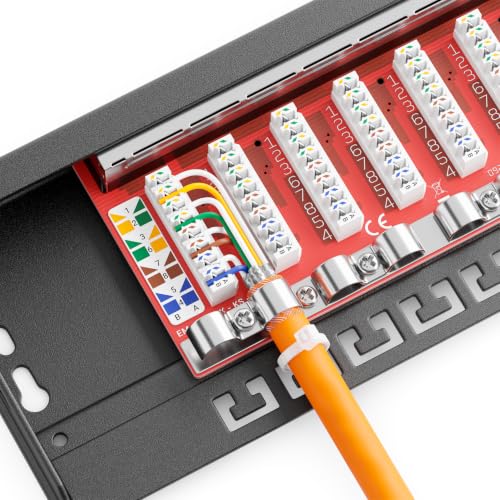 deleyCON CAT 6a 0,5 HE Patchpanel Mini Verteilerfeld 8 Port - Desktop 10" Zoll Rackeinbau Servermontage RJ45 geschirmt TIA568A TIA568B RAL 9005 Schwarz