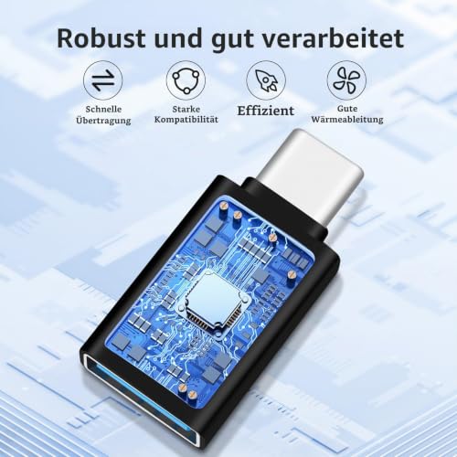 BORLTER CLAMP USB auf USB C/Type-C auf Type A Adapter 3.2 Gen2 Stecker auf Buchse Adapter 2 Pack Kompatibel mit MacBook Pro, Galaxy, Laptop und Anderen Typ-C-Geräten