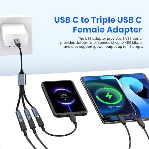 Seminer USB C Splitter 3 Port mit USB-Adapter für die Datenübertragung