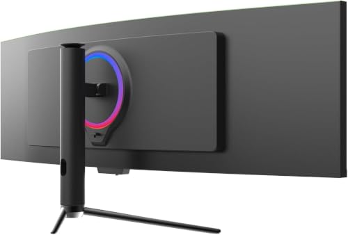 GAMEPOWER DQ49 49 Zoll Ultrawide Curved Gaming Monitor, 120Hz, 1ms, DQHD | 5120x1440, 32:9 VA Panel, HDR400, Adaptive Sync, Höhenverstellbar, Lautsprecher, HDMI & DP PC Bildschirm