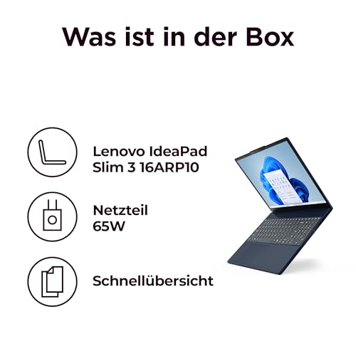 Lenovo IdeaPad Slim 3 | Laptop | Ryzen 5 | 24GB | 1TB | 65W Netzteil | 16" WUXGA Display | AMD Ryzen 5 7535HS | 1TB SSD | 24GB RAM | AMD Radeon 660M Grafik | QWERTZ | Windows 11 | Blau