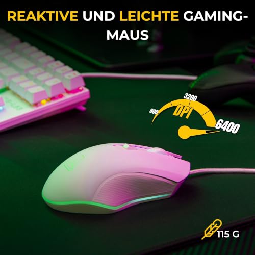 The G-Lab Combo Hydrogen - Set Gaming-Tastatur und Maus Weiß QWERTZ DE