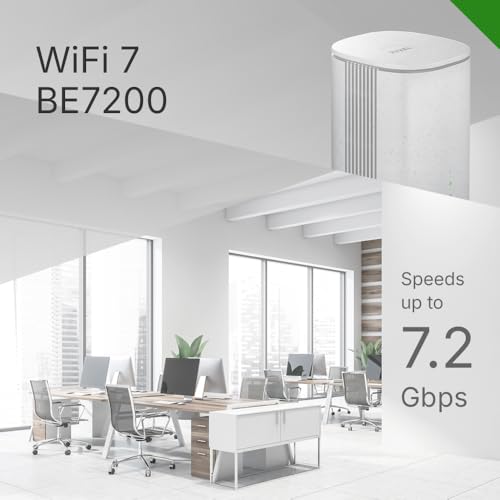 Zyxel 5G Router mit SIM-Karte | WiFi 7 BE7200 | Dual-WAN-Failover | FWA515 | 5G NR bis 7 Gbit/s, MLO, 2x 2.5GbE-LAN-Ports, WPA2/WPA3, VLAN, Nebula Cloud Management