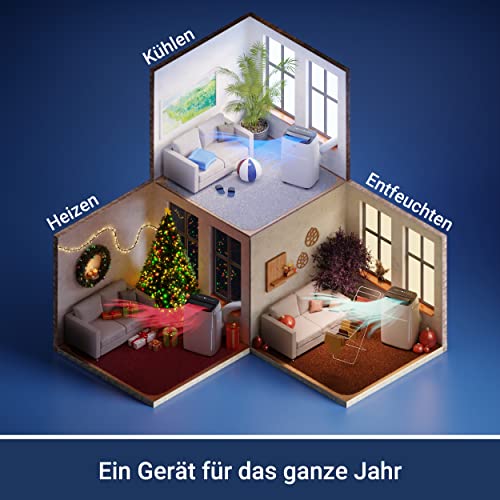 SUNTEC Mobiles Klimagerät Coolfixx 14000 BTU APP – Klimaanlage mobil und leise mit Smart App Steuerung – Entfeuchter für Räume bis 70 qm – Mobile Kühlung & Heizung für zuhause – 14.000 BTU