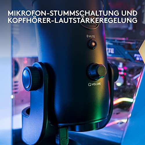 Logitech G Blue Microphones Yeti Mikrofon für Aufnahmen, Gamer USB-Mikrofon | Professionelles Youtube-Mikrofon für Streaming, Podcasting, Gaming, Voiceover, Plug 'n Play auf PC und Mac, PC-Mikrofon