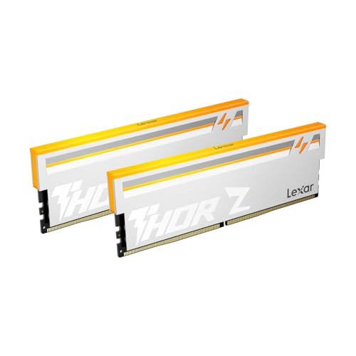 Lexar Thor Z Series RGB DDR5 RAM 32GB Kit (2x16GB) 6000 MHz, DRAM 288-Pin UDIMM Desktop-Speicher, Hochleistungs Gaming Computerspeicher unterstützt Intel XMP 3.0/AMD Expo, On-die ECC, 1.35V Silber