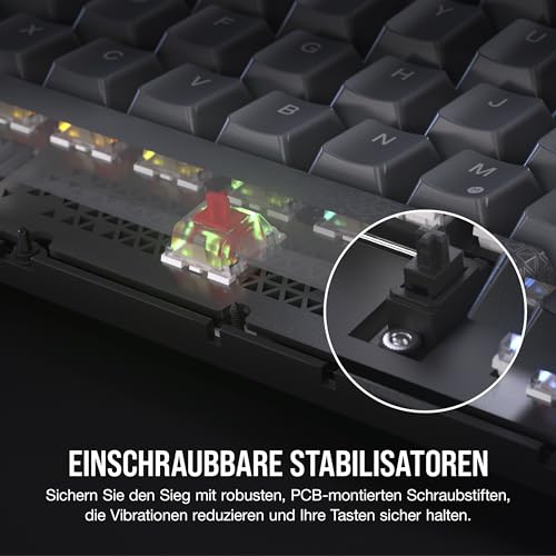Corsair K65 Plus Wireless 75% RGB Mechanische Gaming-Tastatur - Schwarz | QWERTZ DE, Hot-Swap-Fähige, Vorgeschmierte MLX Red Lineare Schalter, Zweischichtige Schalldämpfung, PBT Tastenkappen