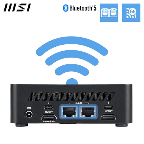 MSI Cubi NUC AI 1UMG-023DE– Intel® Core™ Ultra 5 125H CPU, 8 GB DDR5, 256 GB M.2 SSD, USB 10 Gbit/s Typ C und A, Thunderbolt™ 4 und HDMI™ 2.1, Wi-Fi 6E, Bluetooth 5.3 – Schwarz, Windows 11 Pro