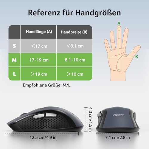 Acer Maus Kabellos 4000 DPI, Wireless Mouse 2,4Ghz