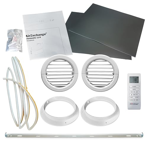 AirExchange - Wand-Monoblock-Klimaanlage-Wärmepumpe-INVERTER, 4-in-1 Klimaanlage ohne Außengerät, Heizen, Kühlen, Entfeuchten, Reinigen, 12.000 BTU, bis 80 m², R290, WEIß
