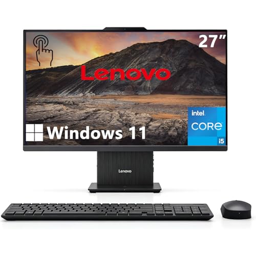 Lenovo IdeaCentre All-in-One Desktop-Computer, 27 Zoll FHD Touch IPS Display, 8-Core Intel Core i5-13420H, 16GB DDR5, 512GB SSD, Office 365 für das Web, Wireless KB & M, Wireless Charging Base, Win 11