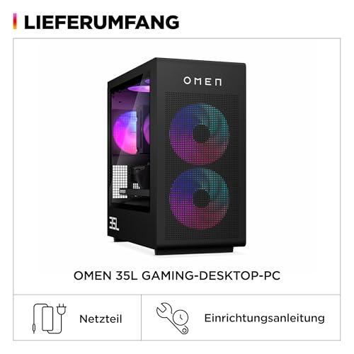 HP Omen GT16-1279ng 35L Gaming Desktop PC, AMD Ryzen 7 9800X3D, 32GB DDR5-SDRAM, 2TB SSD, NVIDIA GeForce RTX 5070 Ti, Tower PC, Windows 11 Home, Black Metal