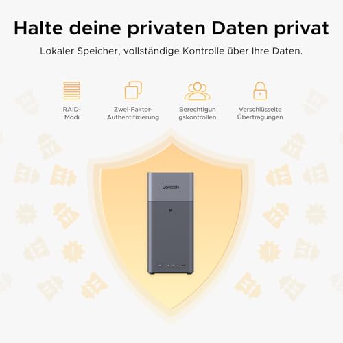 UGREEN NASync DH2300 2 Bay NAS für Einsteiger und Privatanwender (ohne HDD) | 8-Core RK3576, 1GbE, 4 GB Onboard-RAM, 4K HDMI, ideal fuer Smartphone-Backups, private Dateien, Familienfreigabe