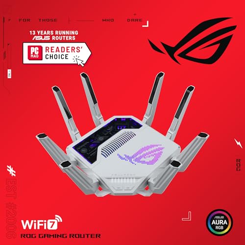 Asus - Routeur ROG Rapture GT-BE19000AI | 320MHz, WiFi7, 802.11be, bis 325m², Triple Level Security, AiMesh Whole Home Mesh WiFi, Dual 10G Ports, AI WLAN Erkennung