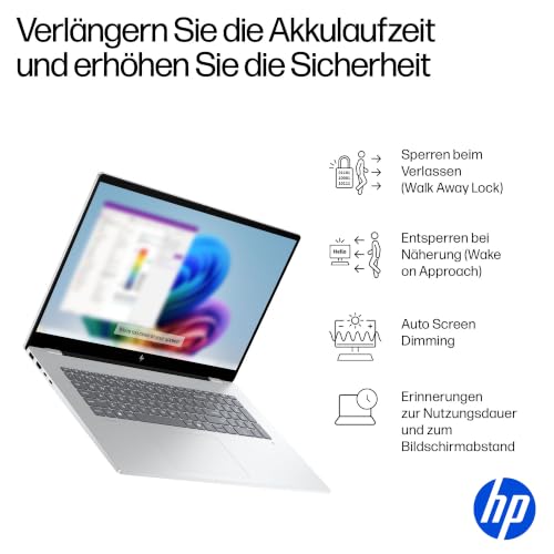 HP OmniBook 7, 17,3" FHD Touch, Intel Core Ultra 7, 16GB RAM, 1TB SSD | Copilot+ Laptop für Business, Kreativarbeit & Multitasking auf großem Display - inkl. Netzteil und Ladekabel, QWERTZ, Silber