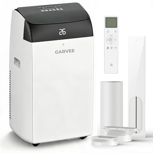 Garvee Mobile Klimaanlage 10000 BTU, 4-in-1 Klimagerät mit Kühlen & Entfeuchten & Ventilieren, Leiser Betrieb <50dB, Digitaldisplay + Fernbedienung, 24h Timer, Fenster-Installationsset, bis 51 m²