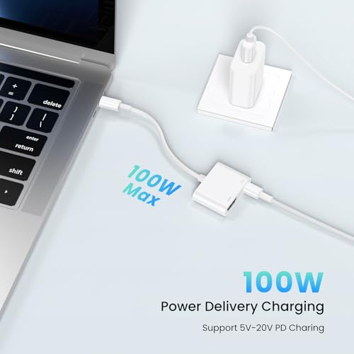 USB C auf HDMI, 100W USBC HDMI Adapter 2-in-1 Hub für iPhone 16/15 Pro Max/iPad, Samsung Galaxy S24 S23 S22 S21 S20 Plus Ultra/Tablet/Laptop/TV/Monitor/Projektor 4K Video und Audio Digital AV Adapter