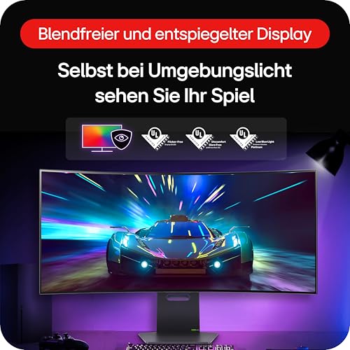 LG Ultragear™ 45GS95QX-B.AEU (45 Zoll) 21:9 Curved 800R WQHD OLED Gaming-Monitor, 240Hz, AMD FreeSync™ Premium Pro, DisplayHDR™ True Black 400, 2X HDMI 2.1, Grau