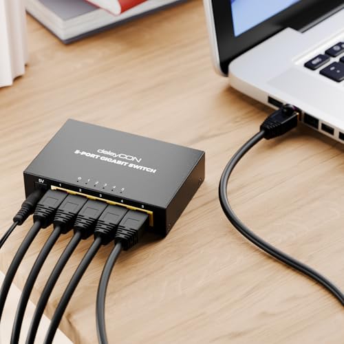 deleyCON 5m CAT7 Outdoor Netzwerkkabel 10 Gbit/s 600 MHz S/FTP Kupfer | RJ45 Stecker Ethernet LAN DSL Patchkabel, witterungsbeständig, für Außenbereich, PC, TV, Kamera, PoE und Camping