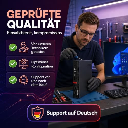 Lenovo All-in-One-PC 27" Full HD (generalüberholt) – Intel Core i5-8500T, 16 GB RAM, 1 TB SSD, Windows 11 Pro, Office 2021, WLAN, Bluetooth, 36 Monate Garantie