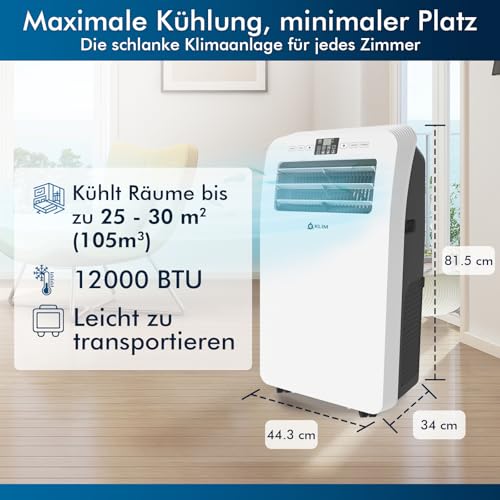 AC12000 Mobile Klimaanlage 12000 BTU mit Entfeuchtung und Ventilator