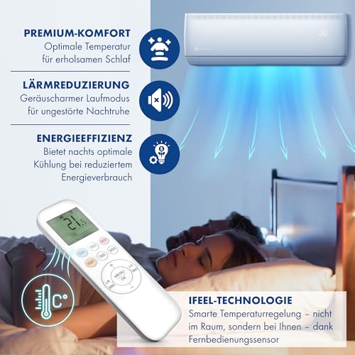 ZENIRO Multi Split Klimaanlage 2 Innengeräte Set (2 x 3,5kW) Klimagerät Air Conditioner mit Heizfunktion 21000 BTU 6,2kW A++ WiFi/App-Steuerung 4D AirFlow Heizen bis -20°C Vorgefüllt R32