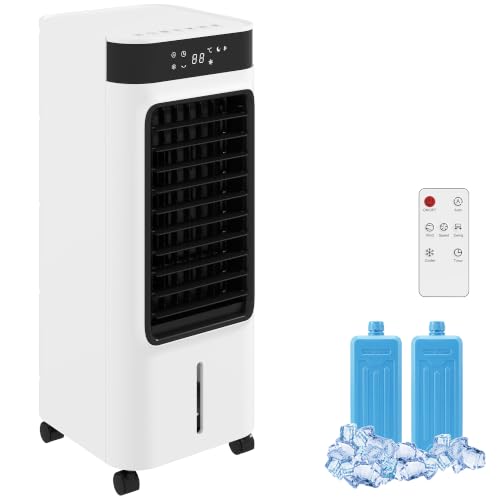 HOMCOM Mobiler Luftkühler 3-in-1 Verdunstungskühler 7L Wassertank Weiß