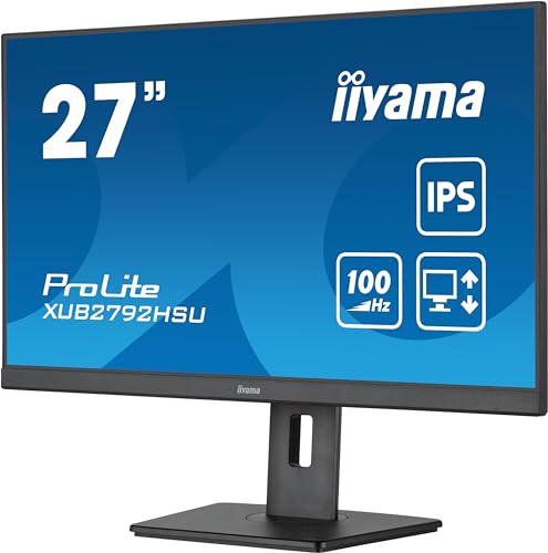 iiyama Prolite XUB2792HSU-B6 68,6cm 27" IPS LED-Monitor Full-HD 100Hz HDMI DP USB3.2 Höhenverstellung Pivot FreeSync schwarz
