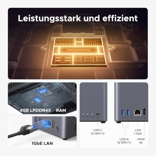 UGREEN NASync DH2300 2 Bay NAS für Einsteiger und Privatanwender (ohne HDD) | 8-Core RK3576, 1GbE, 4 GB Onboard-RAM, 4K HDMI, ideal fuer Smartphone-Backups, private Dateien, Familienfreigabe