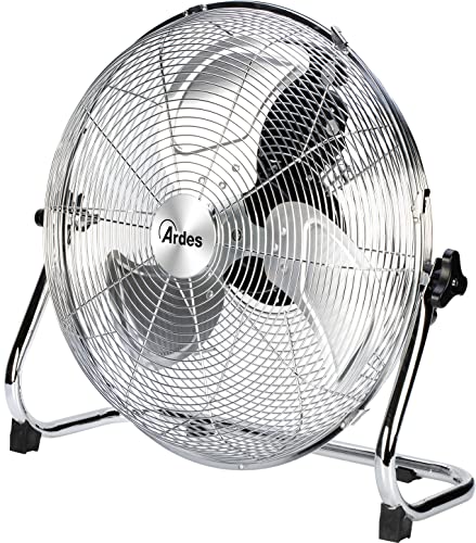 ARDES - AR5C40B 3-poliger geräuscharmer Bodenventilator BOXCHROME 40 - Chrom Bodenventilator mit vertikaler Neigung und manueller Steuerung - Ardes Kleiner 3-stufiger Bodenventilator