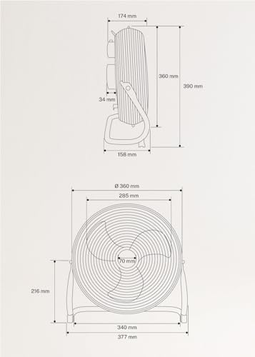 CREATE / AIR FLOOR RETRO/Industrieller Bodenventilator/Sand Ventilator, 12 Zoll, starker Luftstrom, 3 Geschwindigkeiten, leise, leicht, rutschfeste Standfüße