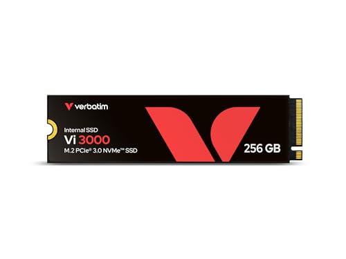Verbatim Vi3000 NVMe M.2 Internal SSD 256 GB, Internes SSD-Laufwerk, PCIe Gen 3 Schnittstelle, bis zu 3.100 MB/s Lesegeschwindigkeit und 2.200 MB/s Schreibgeschwindigkeit, schwarz