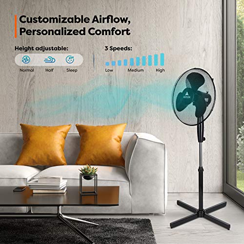 TRESKO AERSON Standventilator 40cm | Ventilator höhenverstellbar bis 120cm
