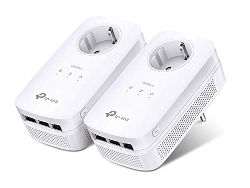 TP-Link WLAN Powerline Adapter Triple Set (Dualband WLAN 1200Mbit/s, AV1300 Powerline, Steckdose, WiFi Clone, MU-MIMO, 4 Gigabit Ports, Plug&Play, ideal für HD-Streaming, App Kontrolle)