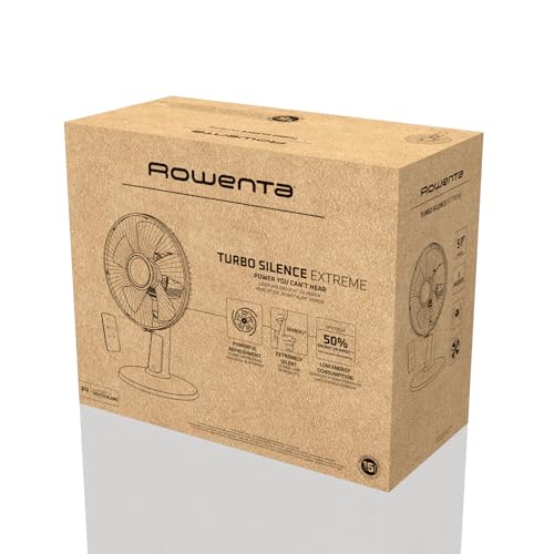 Rowenta Turbo Silence Extreme+ Tischventilator, Schwarz VU2750 | 32 dB(A), leistungsstarker Luftstrom bis 7,5 m, 5 Geschwindigkeiten & 2 Modi, 120° Oszillation, Fernbedienung, Farbe: Schwarz