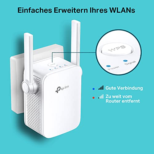 TP-Link RE305 AC1200 WLAN Repeater (Dual WLAN AC+N, 1167 Mbit/s, App Steuerung, 1 Port, 2X Flexible Externe Antennen, WPS, AP Modus, kompatibel zu Allen WLAN Geräten) weiß