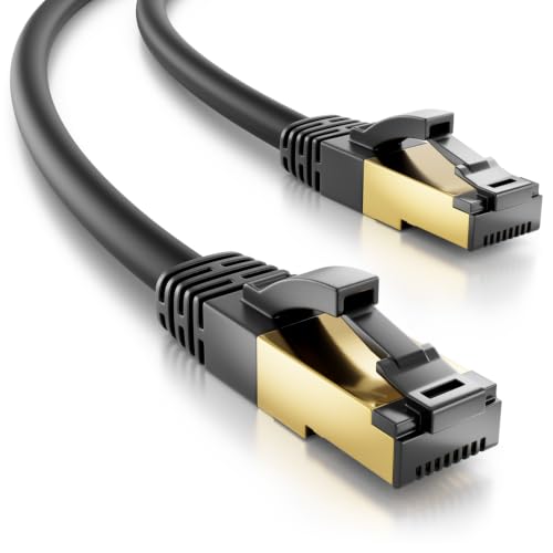 deleyCON 3,0m CAT 8 Netzwerkkabel RJ45 40 Gbit/s S/FTP POE - Schwarz | Gigabit Ethernet LAN Cable, Kupfer, Patchkabel, RJ45 Stecker, für CAT8 CAT7 CAT6, PC, PS5, Router, Modem, TV, Switch