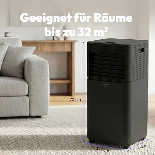 MEDION Smarte Mobile Klimaanlage mit Abluftschlauch P901 (9000 BTU, mobil, inkl. Fensterabdichtung, bis 32m², 3in1,Kühlen Entfeuchten Ventilieren, App- und Sprachsteuerung, Schlafmodus